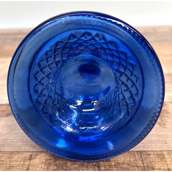 Vintage Moonwind Cologne Bell Bottle Blue Glass With Silver-Tone Pineapple Handl - Picture 4 of 5